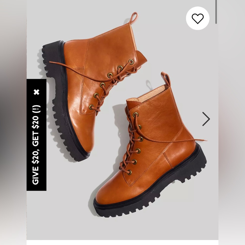 NWT Madewell Rayna Lace Up Boot in English Saddle